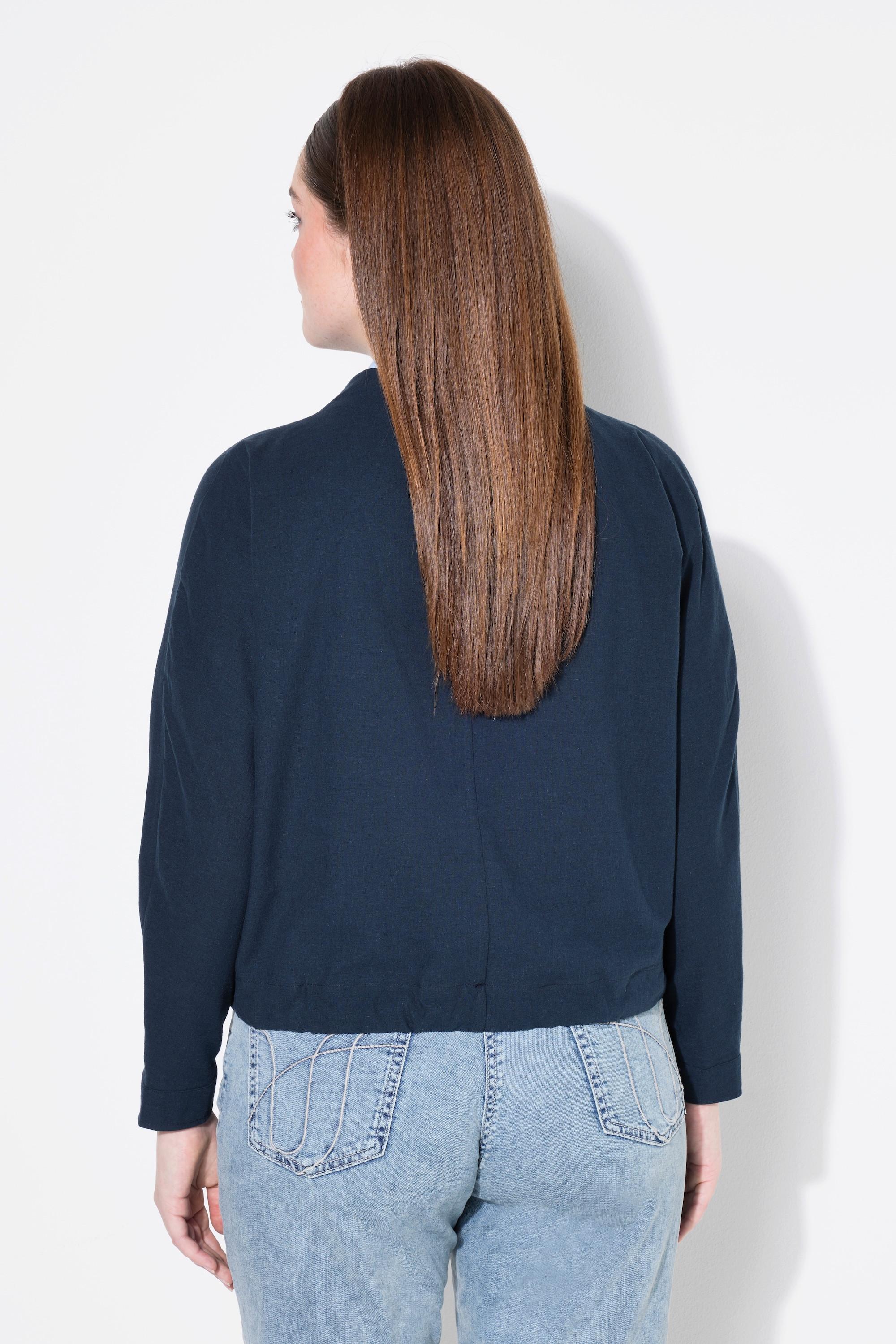 Ulla Popken Bolero Jacke Stehkragen Fledermaus Langarm Saumband  