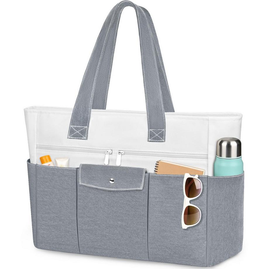 Große Einkaufstasche XXL mit Reißverschluss - Handtasche & Strandtasche, wasserdichte Innentasche