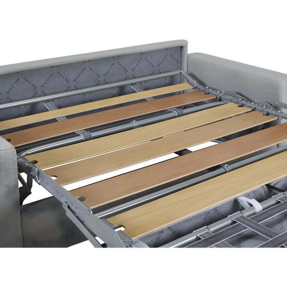 LINEA SOFA Canapé 2 places convertible express en tissu bleu - Couchage lattes larges 120 cm - Matelas 16 cm avec mousse à mémoire de forme CALITO  