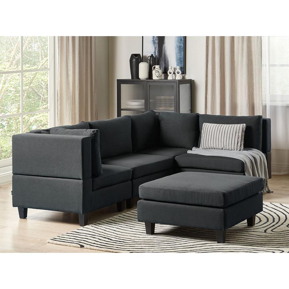 Beliani Ecksofa mit Ottomane aus Stoff  UNSTAD  