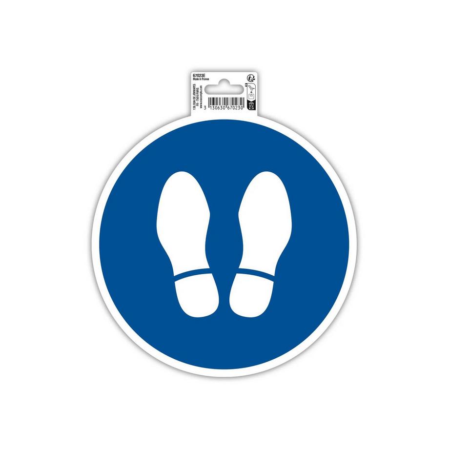 Panneau PVC adhésif antidérapant Obligation arrêt 20 cm