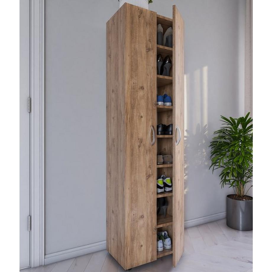 VCM XXL Holz Großer Schuhschrank Schuhkommode Schuhregal Stiefel Groß Ulas 8 Fächer  