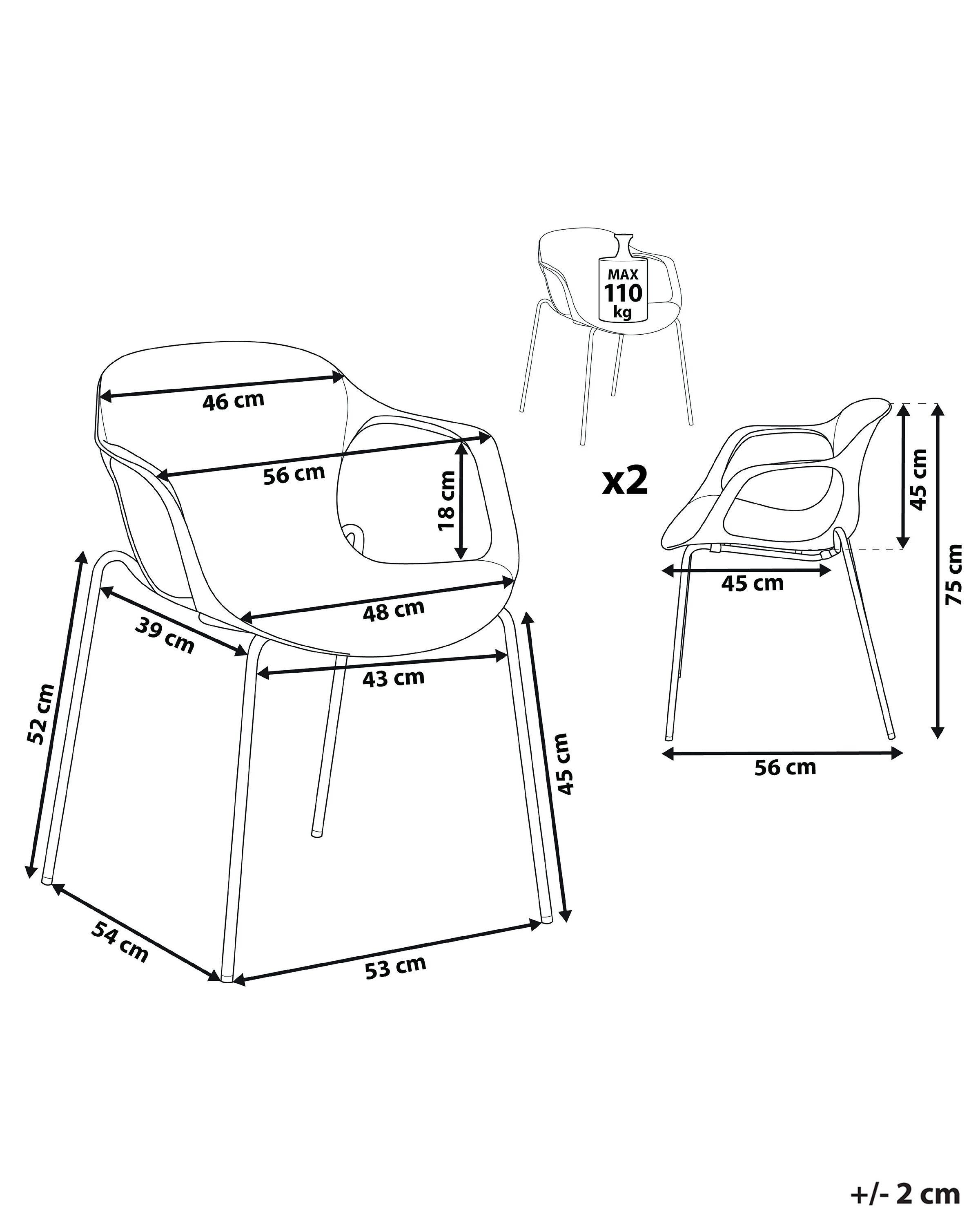 Beliani Lot de 2 chaises en Matière synthétique Moderne ELBERT  