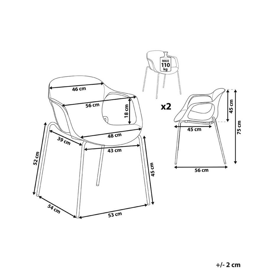 Beliani Set di 2 sedie da pranzo en Materiale sintetico  ELBERT  