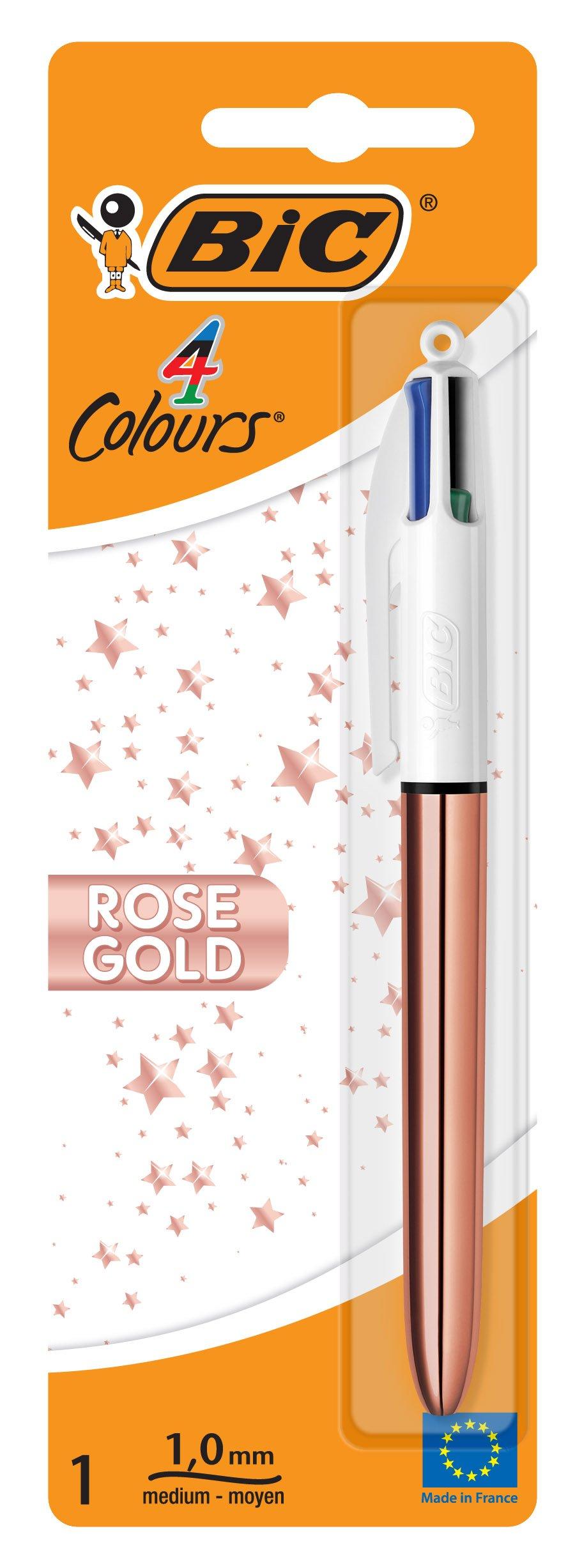 BiC  BIC 4Colori Rose Gold, Penna a Sfera (Punta 1mm), Confezione da 1 