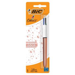 BiC  BIC 4Colori Rose Gold, Penna a Sfera (Punta 1mm), Confezione da 1 