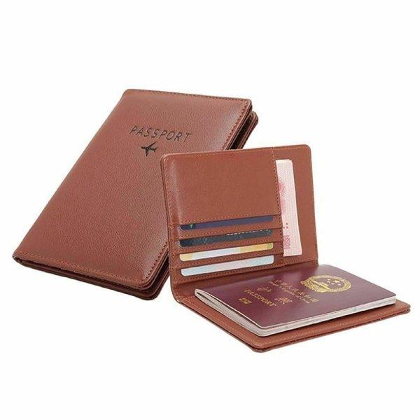 eStore  Porta passaporto in pelle PU, Marrone 