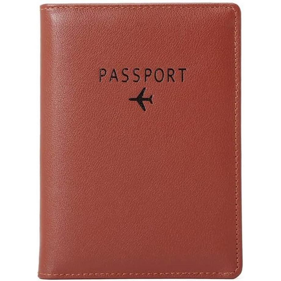 eStore  Reisepasshülle aus PU-Leder, Braun 