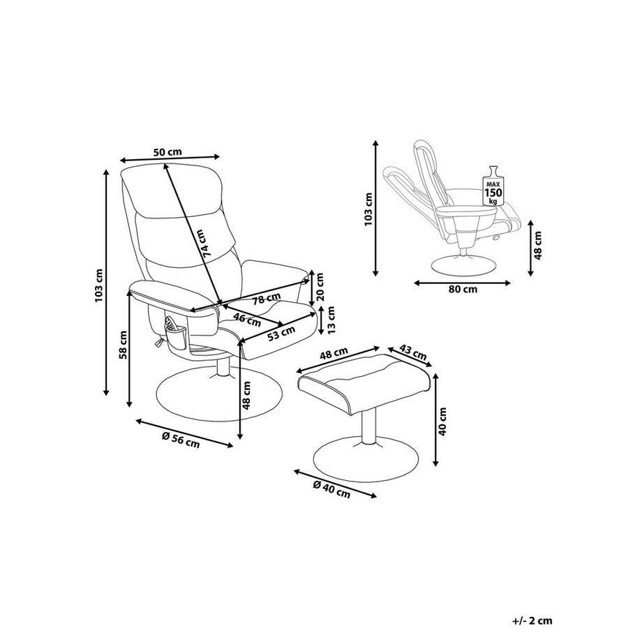 Beliani Fauteuil massant en Cuir PU Rétro LEGEND  