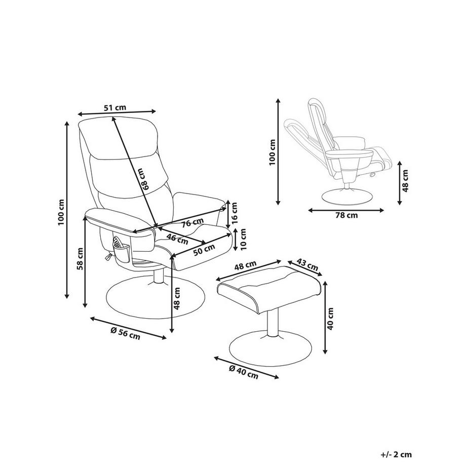 Beliani Fauteuil massant en Cuir PU Rétro LEGEND  