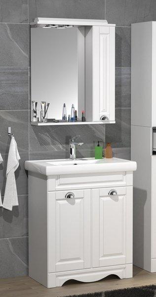 VCM 3-tlg. Waschplatz Waschtisch Breite 60 cm Badmöbel Set Waschbecken Spiegelschrank Landhaus Casalo L  