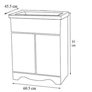 VCM 3-tlg. Waschplatz Waschtisch Breite 60 cm Badmöbel Set Waschbecken Spiegelschrank Landhaus Casalo L  