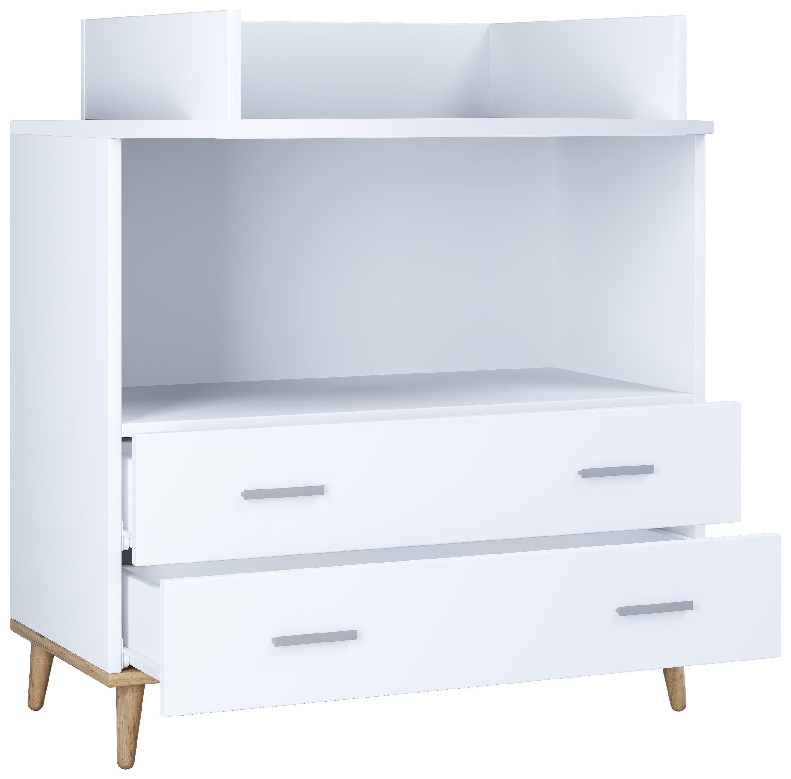 VCM  Wickeltisch Set | Wickelregal mit Wickelaufsatz | Maße H. 93 x B. 80 x T. 49 | zwei Schubladen für Stauraum | Wickelkommode - Lindas 
