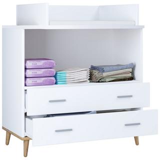 VCM  Wickeltisch Set | Wickelregal mit Wickelaufsatz | Maße H. 93 x B. 80 x T. 49 | zwei Schubladen für Stauraum | Wickelkommode - Lindas 