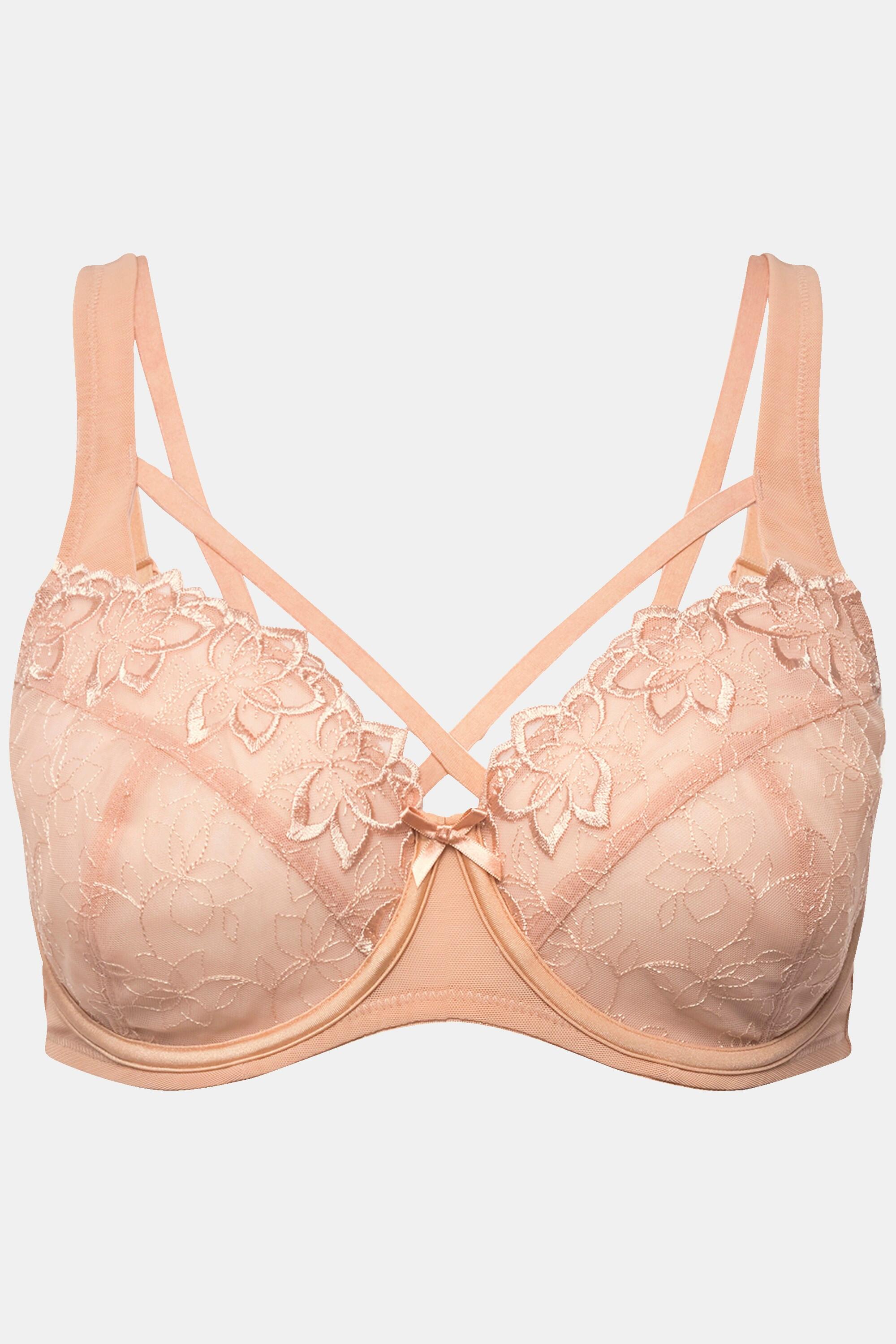 Ulla Popken  Reggiseno con ferretto, ricami e coppa C-F 