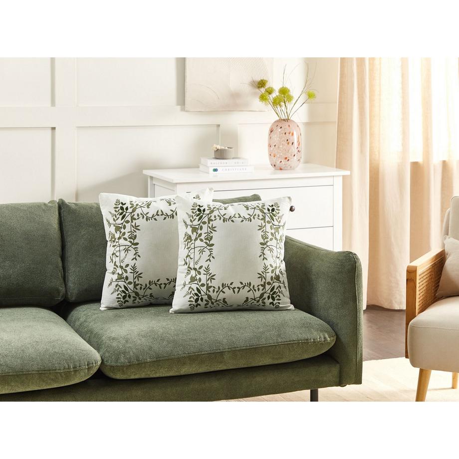 Beliani Lot de 2 coussins décoratifs en Coton Boho ZALEYA  