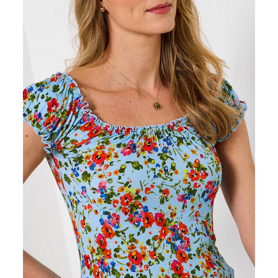 Joe Browns Top in Jersey Fantasia Floreale Piccola Stile Boho  