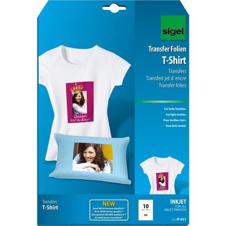 Sigel SIGEL Inkjet-Transfer T-Shirt A4 IP651 helle Textilien 10 Blatt  