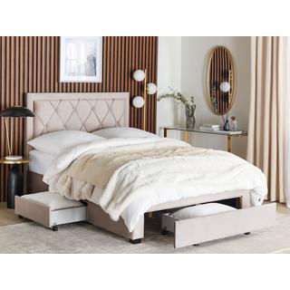 Beliani Letto contenitore en Velluto Glamour LIEVIN  