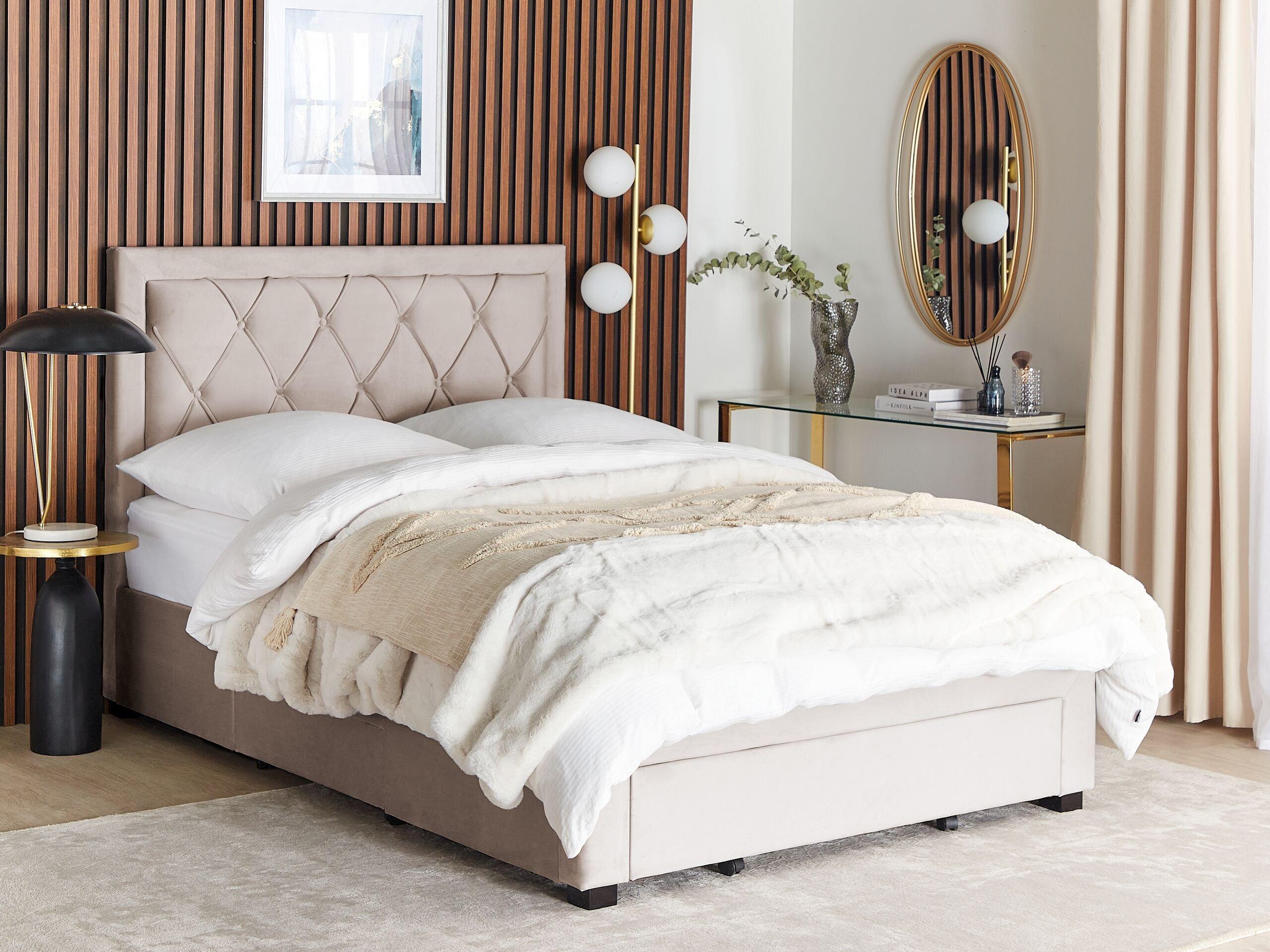 Beliani Letto contenitore en Velluto Glamour LIEVIN  