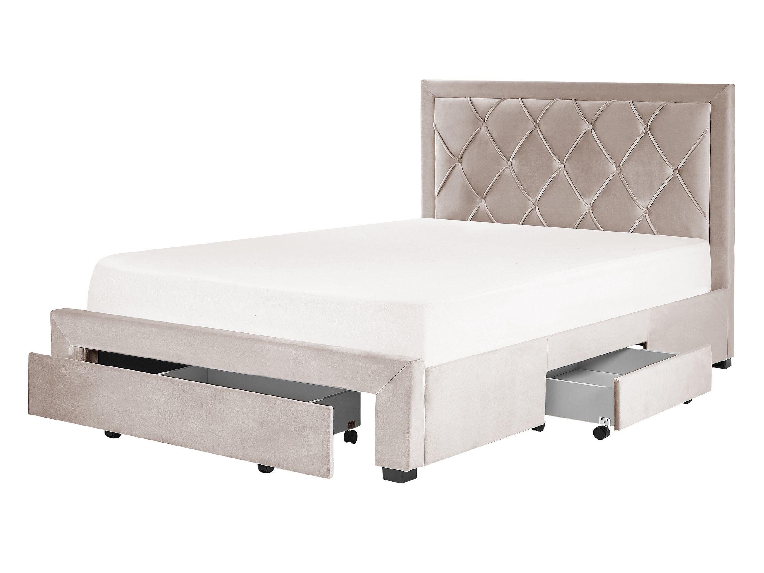 Beliani Letto contenitore en Velluto Glamour LIEVIN  