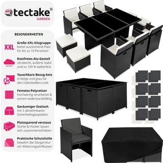 Tectake Salon de jardin NEW YORK 10 places avec 2 sets de housses + housse de protection, variante 2  