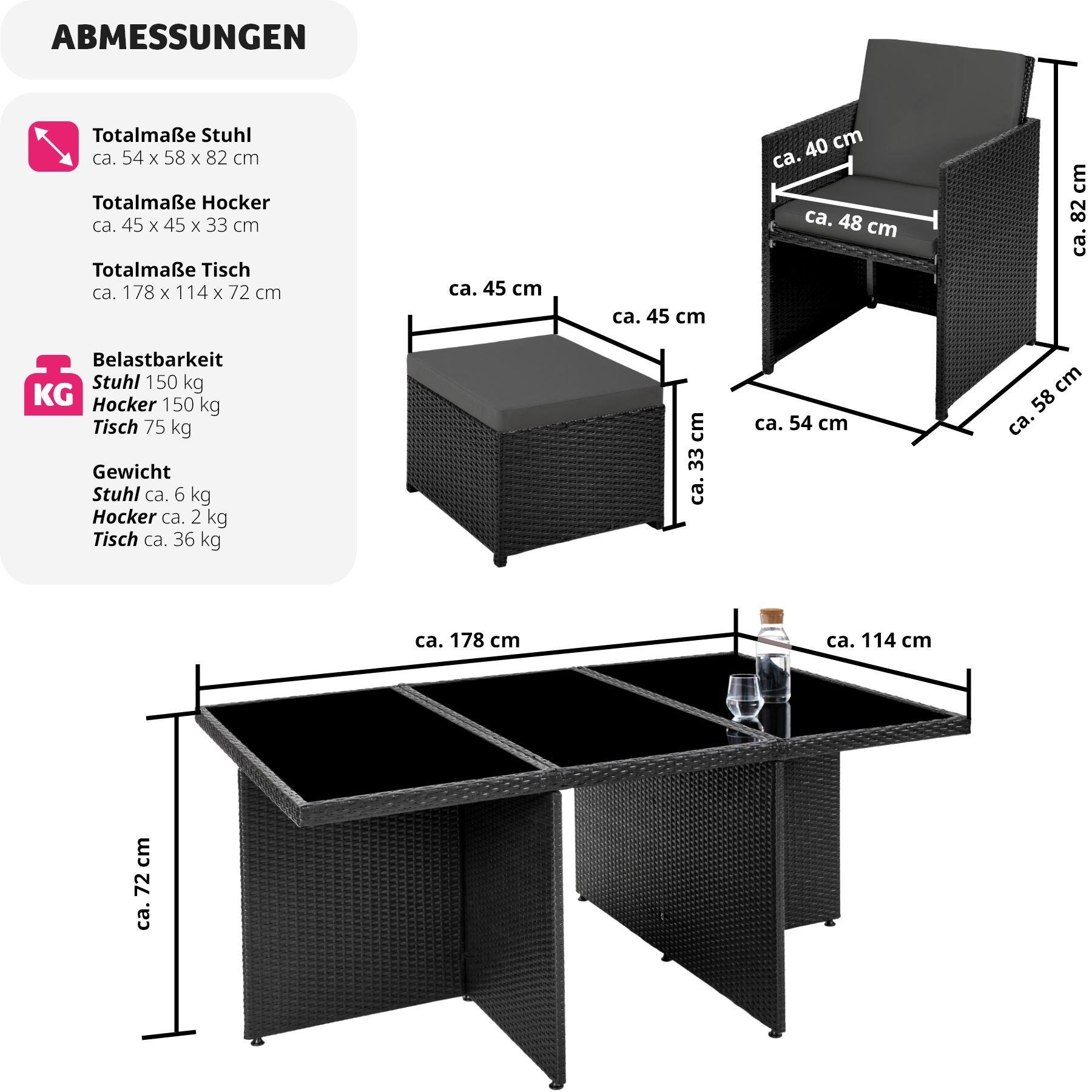 Tectake Salon de jardin NEW YORK 10 places avec 2 sets de housses + housse de protection  