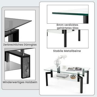 Northix Couchtisch aus Glas, 2-stufiges Design  