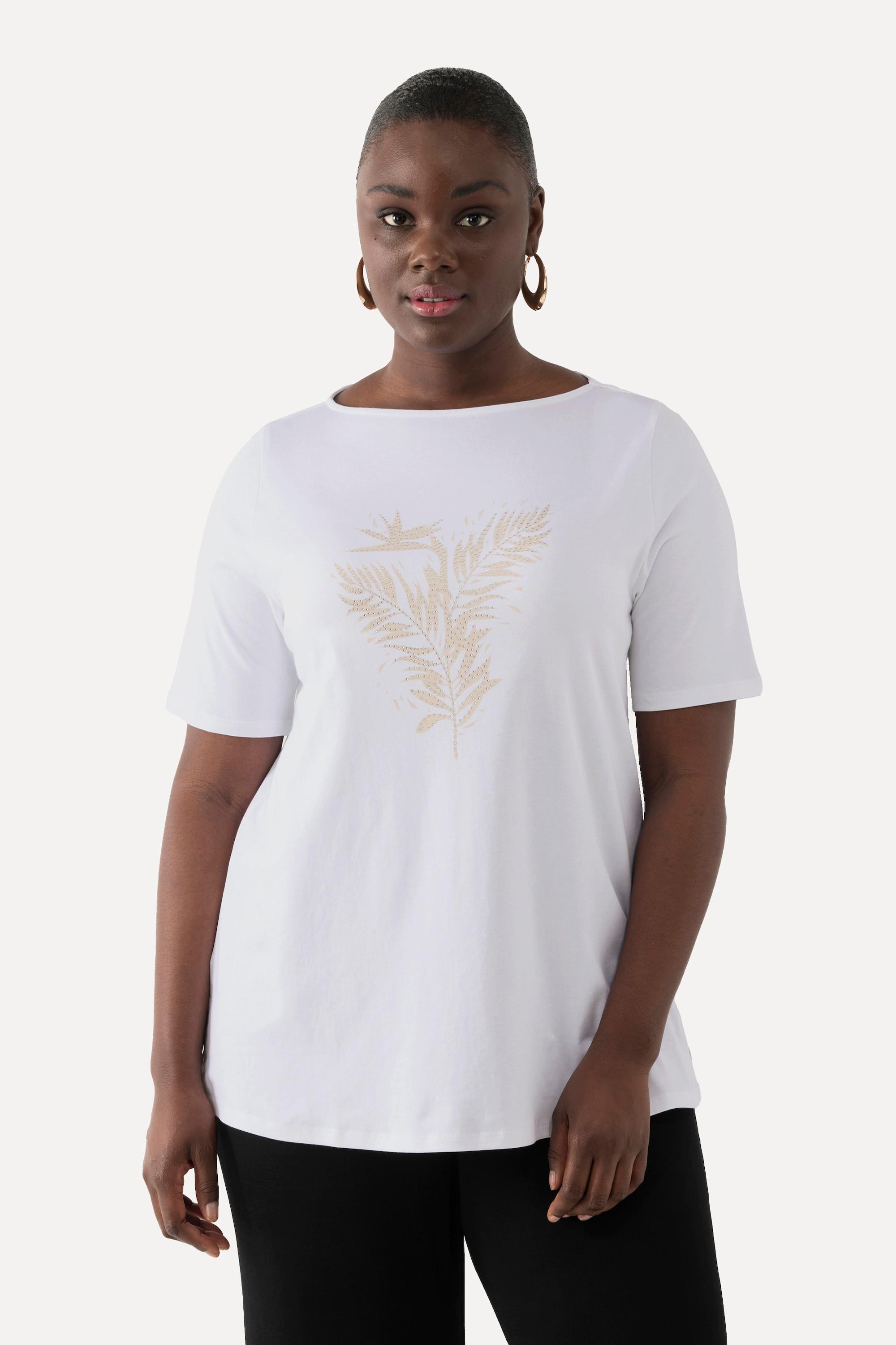 Ulla Popken  T-Shirt, Pima Cotton, Farn, U-Boot-Ausschnitt, Halbarm 