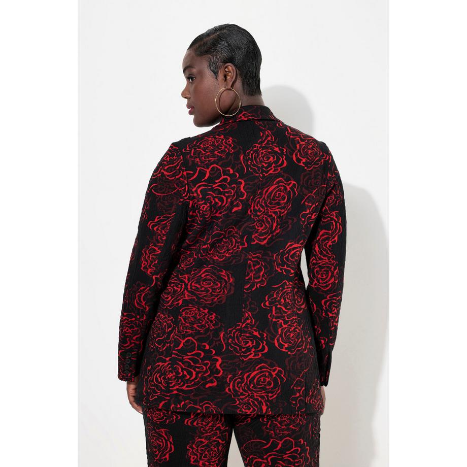 Ulla Popken Jacquard Jerseyblazer Reverskragen Florales Design  