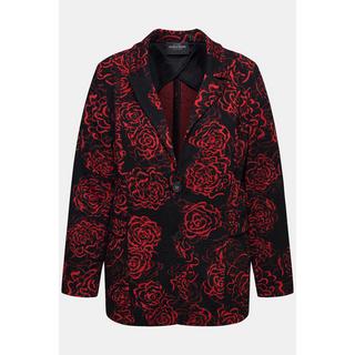 Ulla Popken Blazer Jersey Jacquard Col Revers Motif Floral  