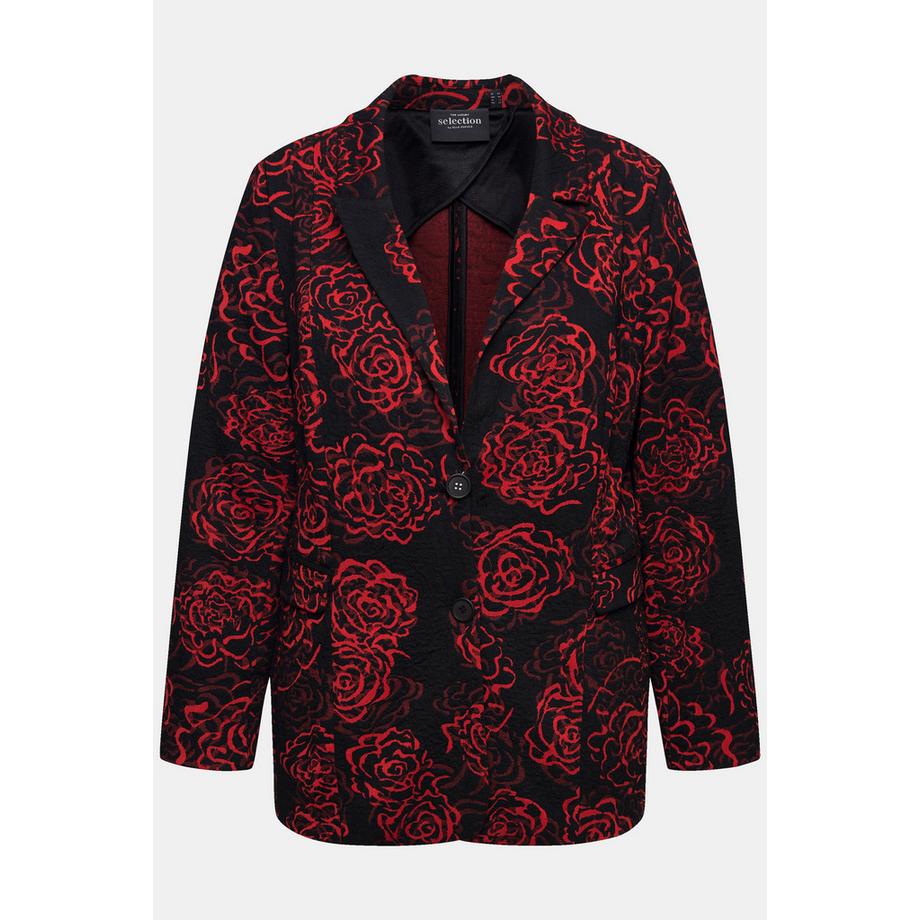Ulla Popken Jacquard Jerseyblazer Reverskragen Florales Design  