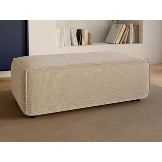 Vente-unique Pouf in Tessuto testurizzato Beige - AMELIA  