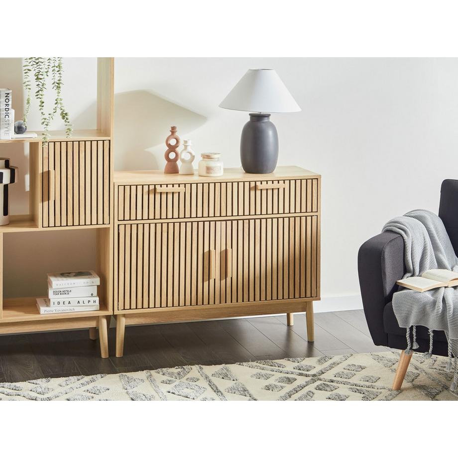 Beliani Sideboard mit 2 Türen aus MDF-Platte Mediterran LYNWOOD  