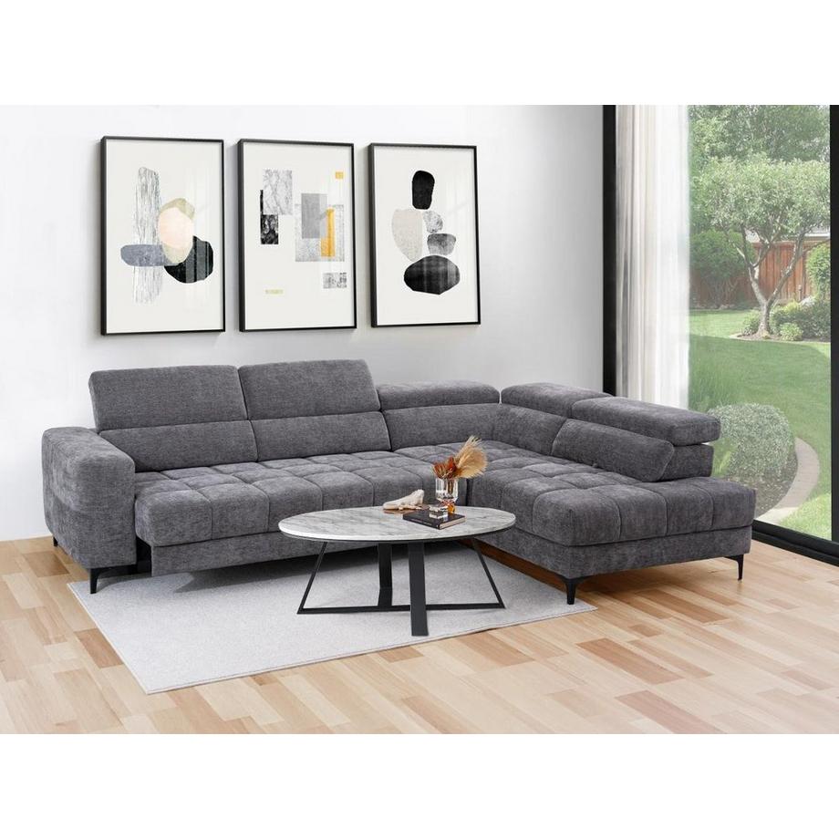 Vente-unique Canapé d'angle droit relax électrique avec assise coulissante en tissu anthracite MONISO  