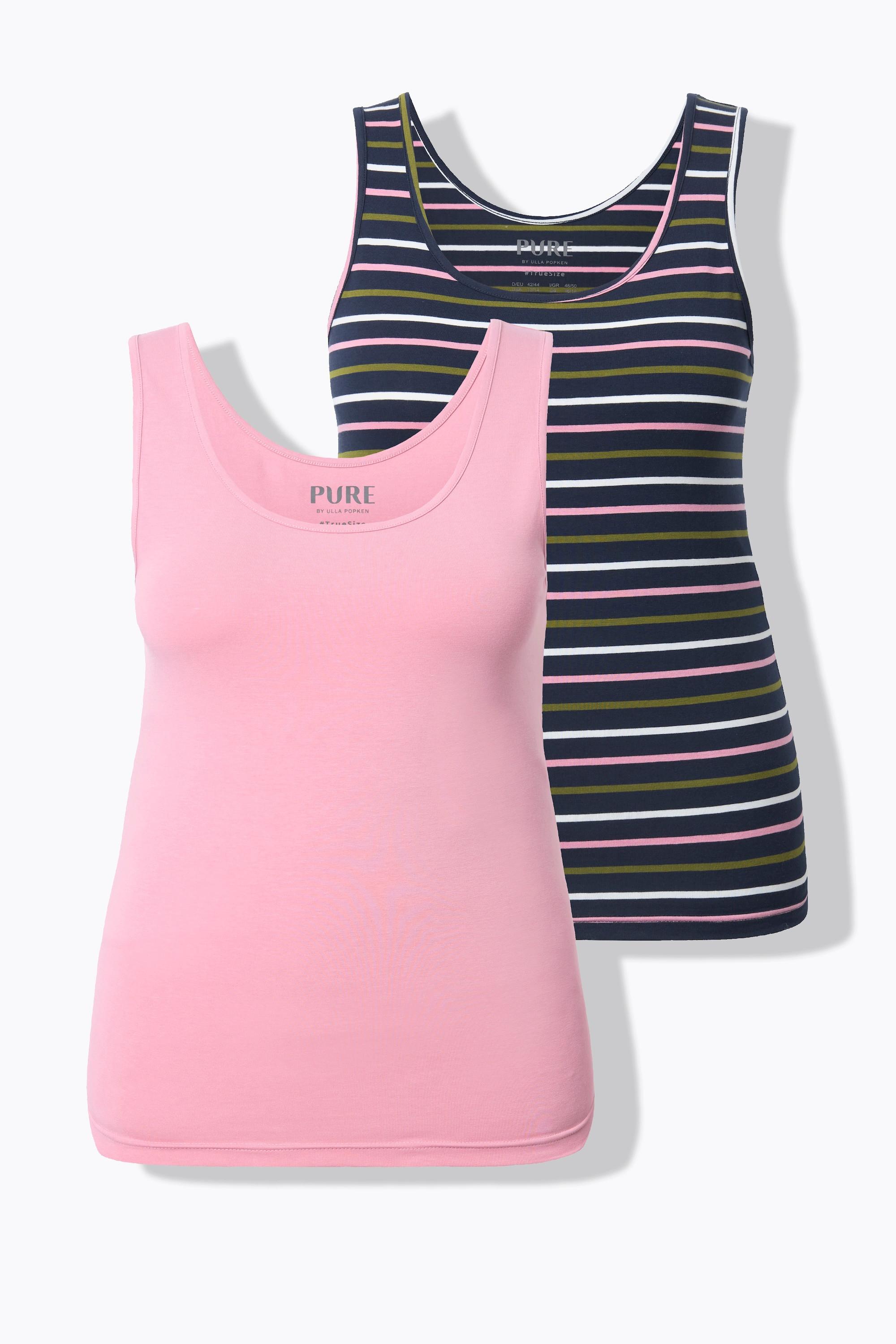 Ulla Popken Canottiere Confezione doppia Scollo rotondo Cotone biologico  