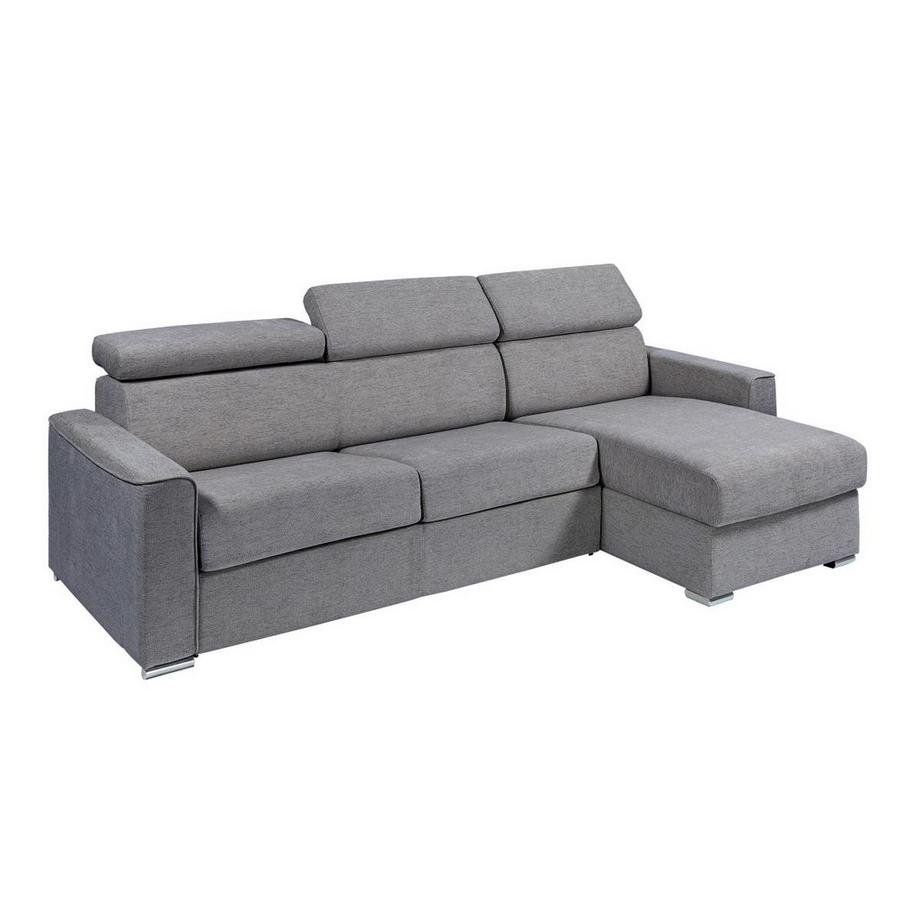 Vente-unique Ecksofa mit Matratze - Ecke wechselbar - Stoff - Grau - Liegefläche mit Lattenrost mit breiten Latten 140 cm - Matratze 18 cm - VIZIR  