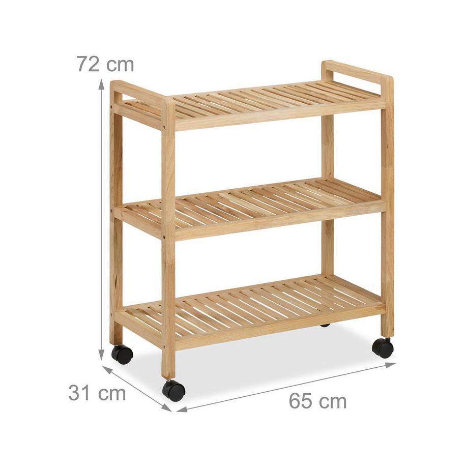 Northix Badezimmerregal aus Holz mit Rädern  