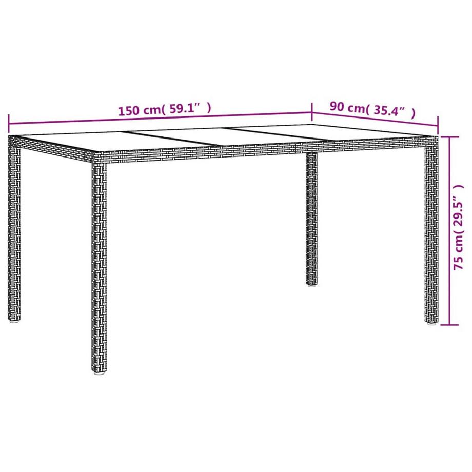 VidaXL Ensemble de salle à manger de jardin rotin synthétique  