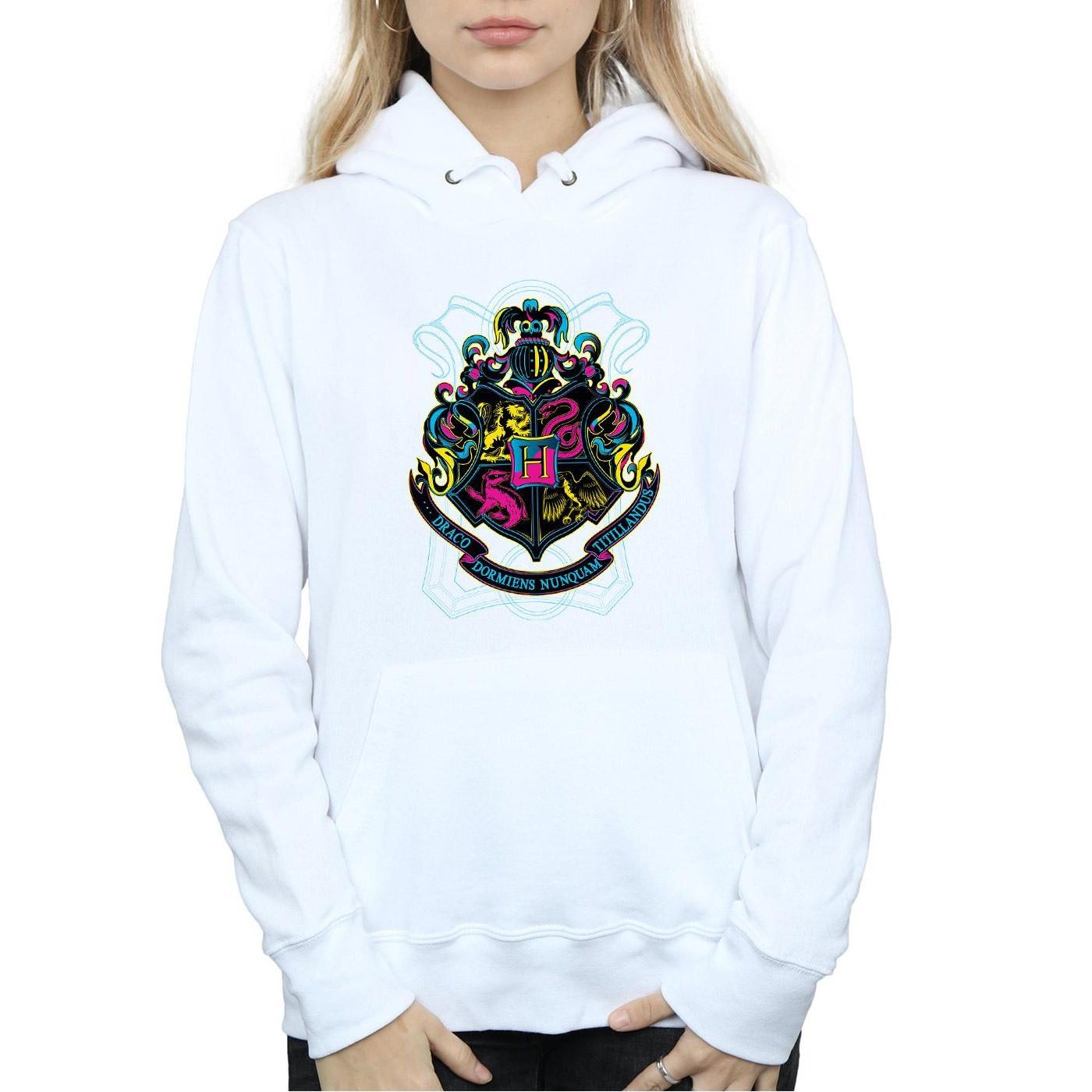 HARRY-POTTER  Neon Hogwarts Crest Kapuzenpullover 