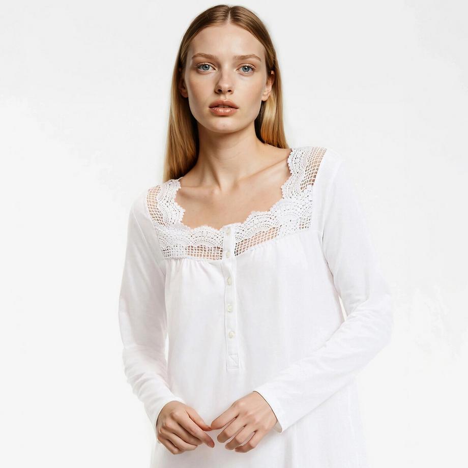 La Redoute Collections Nachthemd aus Baumwolle und Spitze  