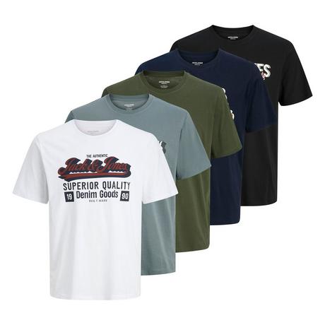 JACK & JONES JJELOGO TEE O-NECK 5PK T-shirt Confezione da 5 Vestibilità comoda  