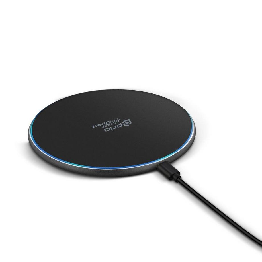 Avizar  Chargeur Sans-fil Qi 15W LED, Prio Noir 