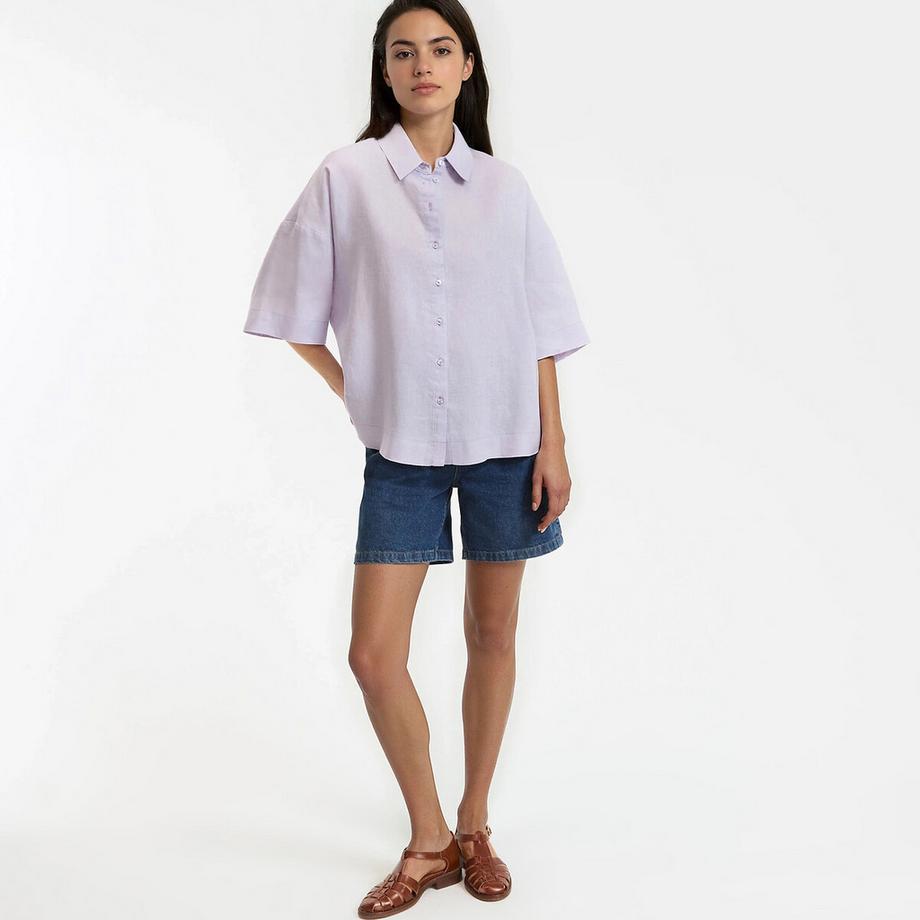 La Redoute Collections Leinenhemd mit weiten Ellenbogen Signature Ärmeln  