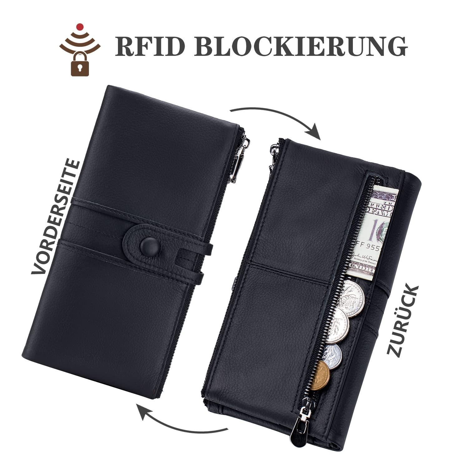 Only-bags.store Grande Portafoglio Vintage in Pelle con Protezione RFID  