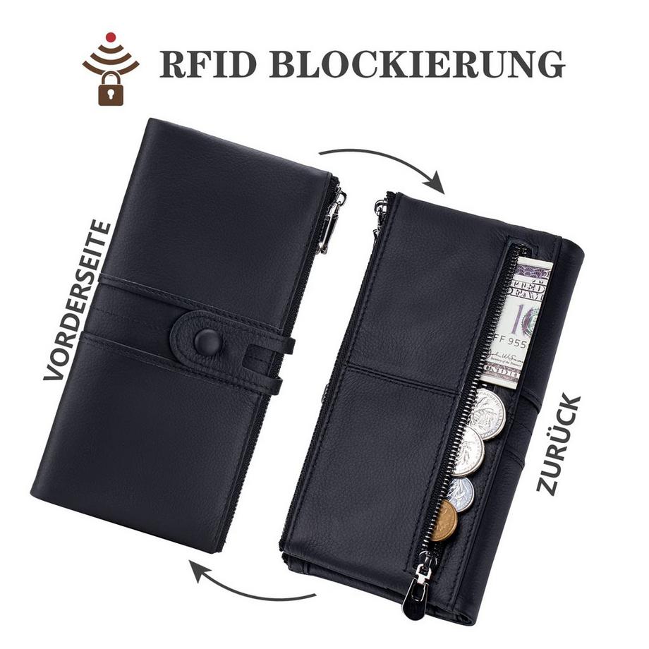 Only-bags.store Grande Portafoglio Vintage in Pelle con Protezione RFID  