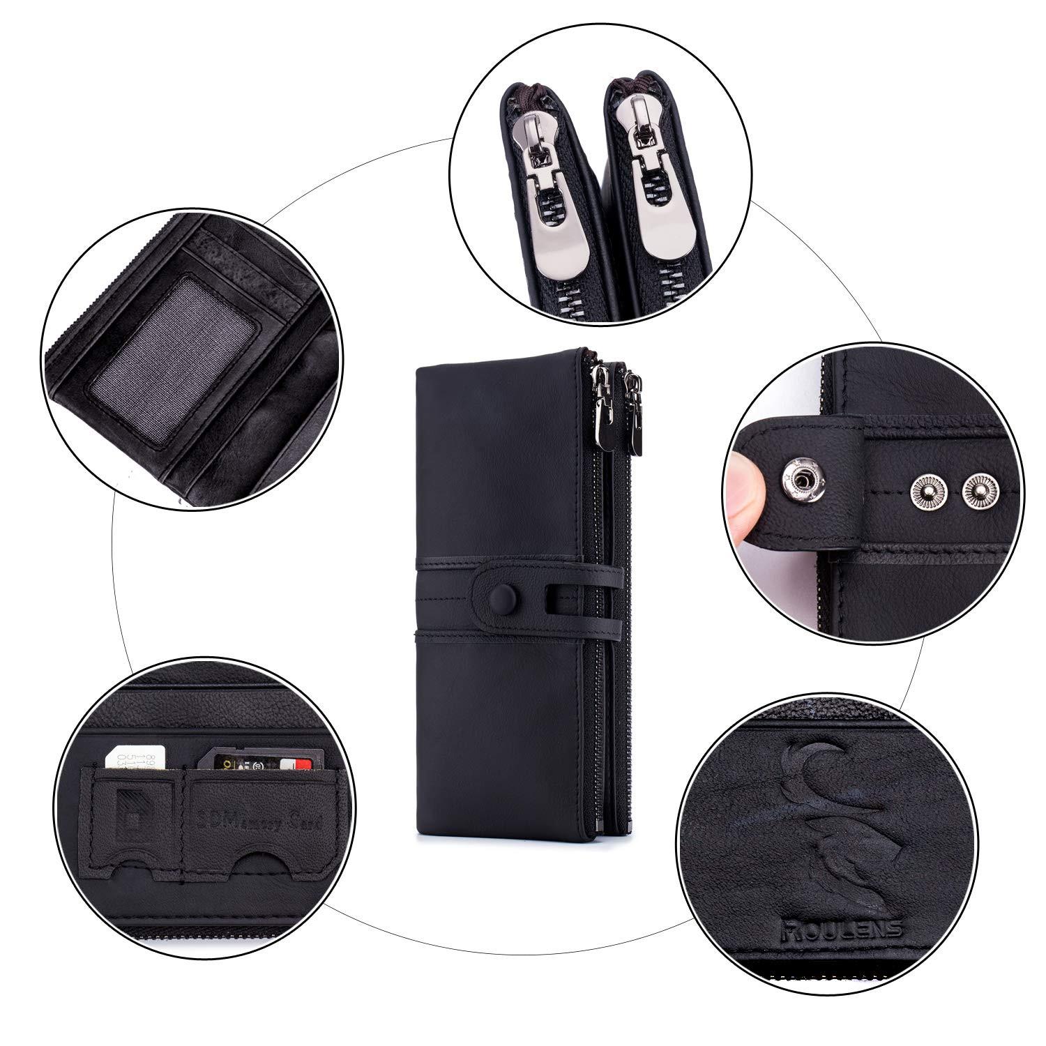 Only-bags.store Grande Portafoglio Vintage in Pelle con Protezione RFID  