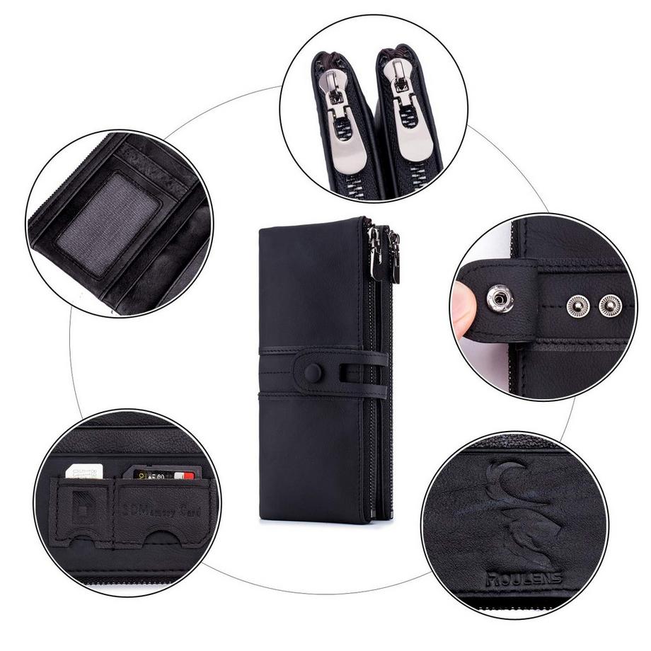 Only-bags.store Grande Portafoglio Vintage in Pelle con Protezione RFID  