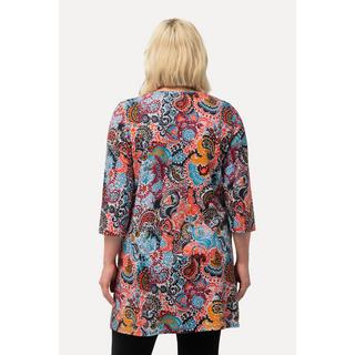 Ulla Popken  Maglia dal taglio lungo e svasato con Paisley, scollo a V e maniche a 3/4 