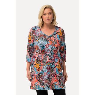 Ulla Popken  Maglia dal taglio lungo e svasato con Paisley, scollo a V e maniche a 3/4 